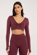 Longsleeve z odkrytymi plecami gossip red