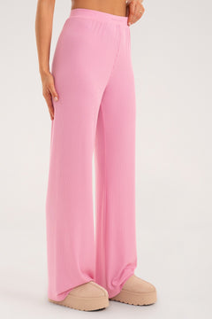 Široké kalhoty casual light pink