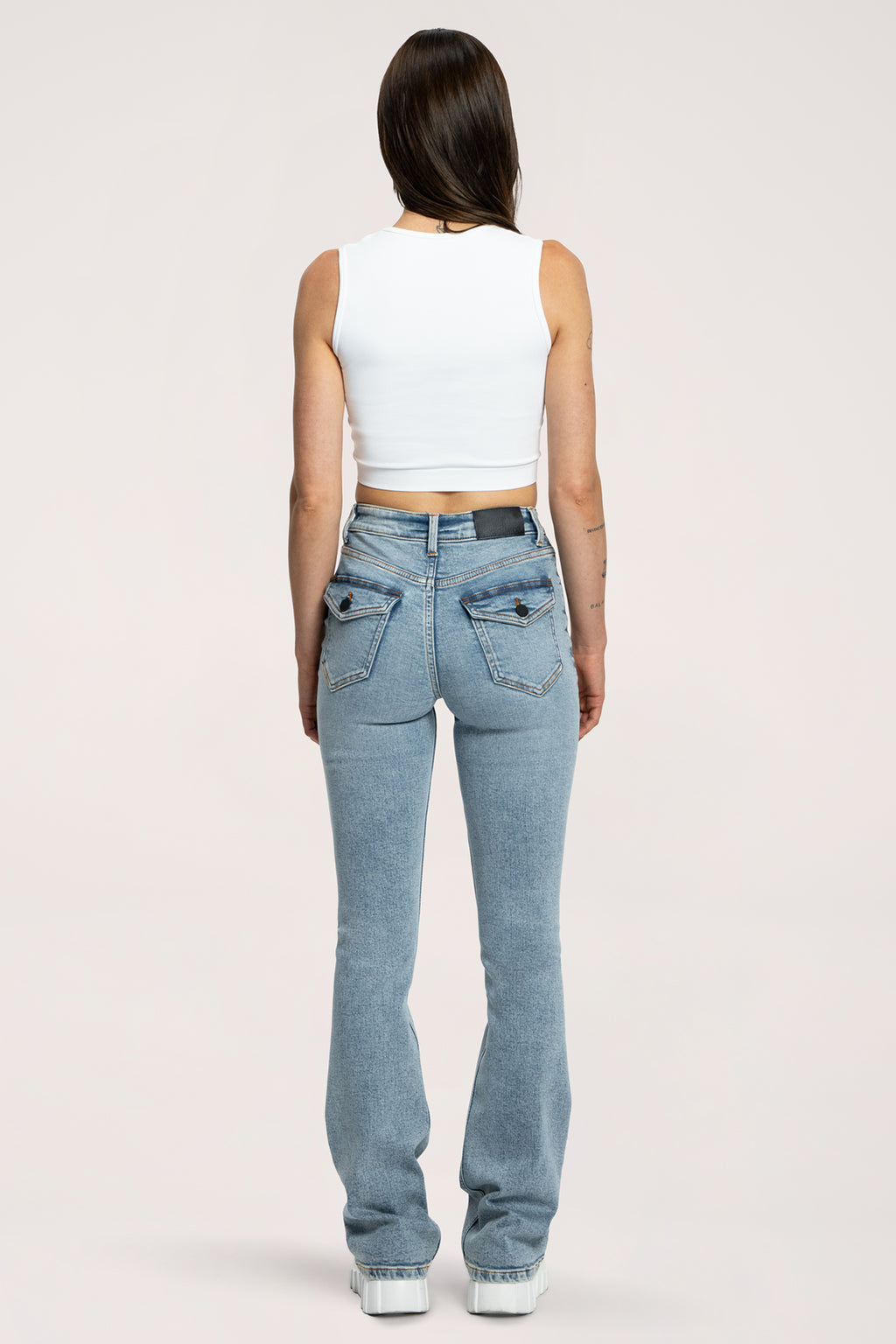 Jeansy dzwony push up light blue