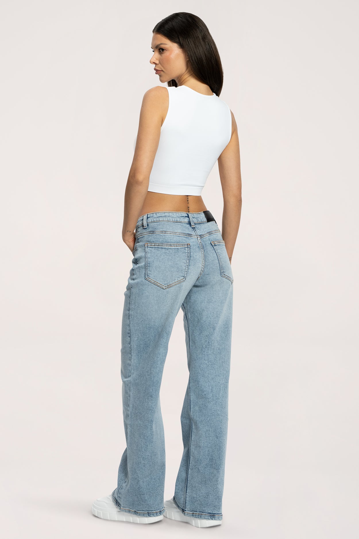 Jeansy long wide z niskim stanem light blue