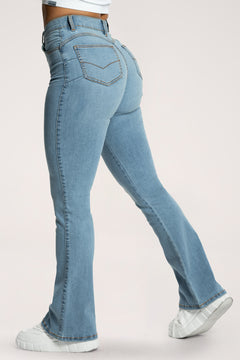Дънки с клоширани крачоли perfect slim light blue