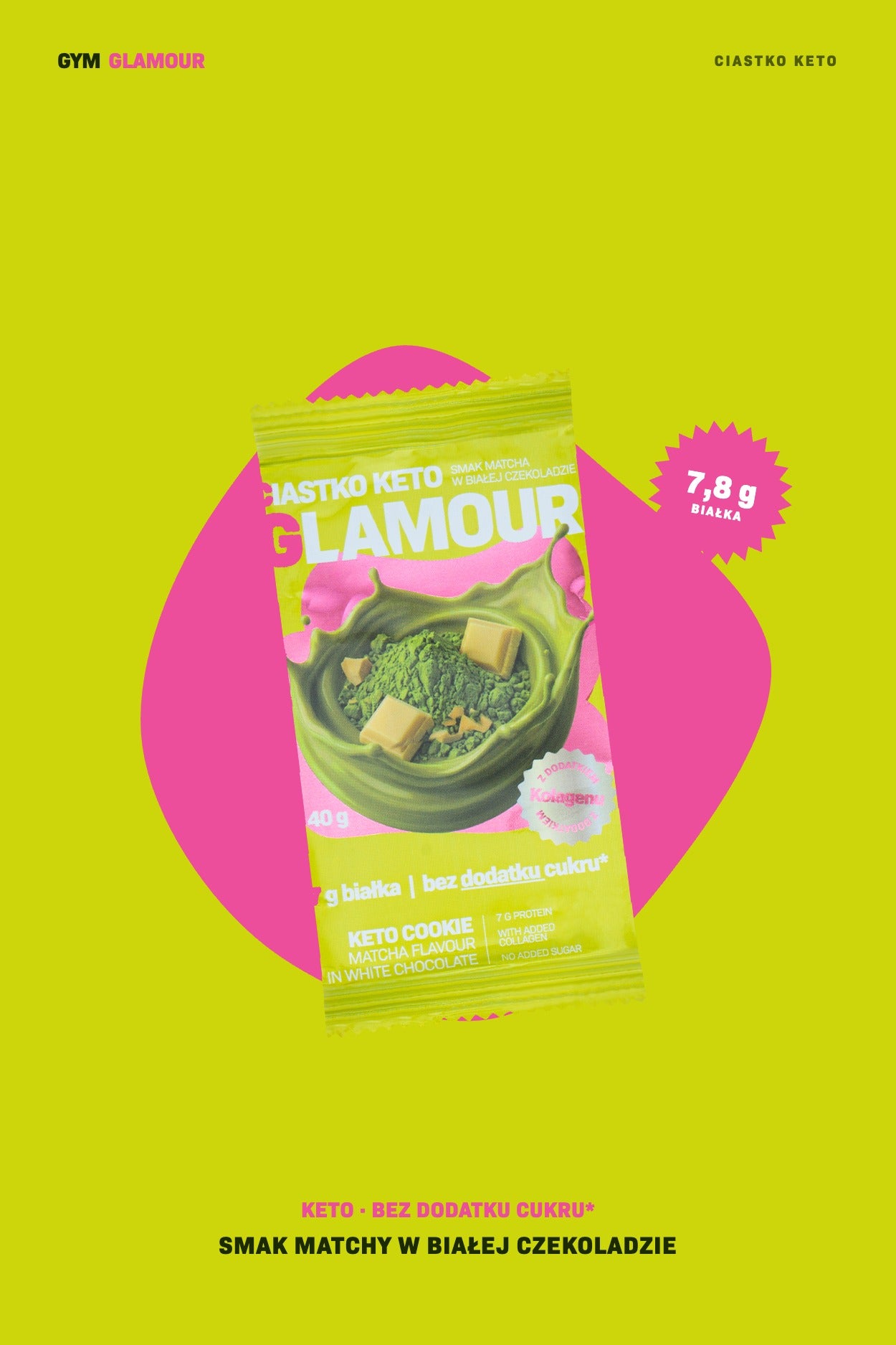 Ciastko keto GLAMOUR – Matcha w białej czekoladzie
