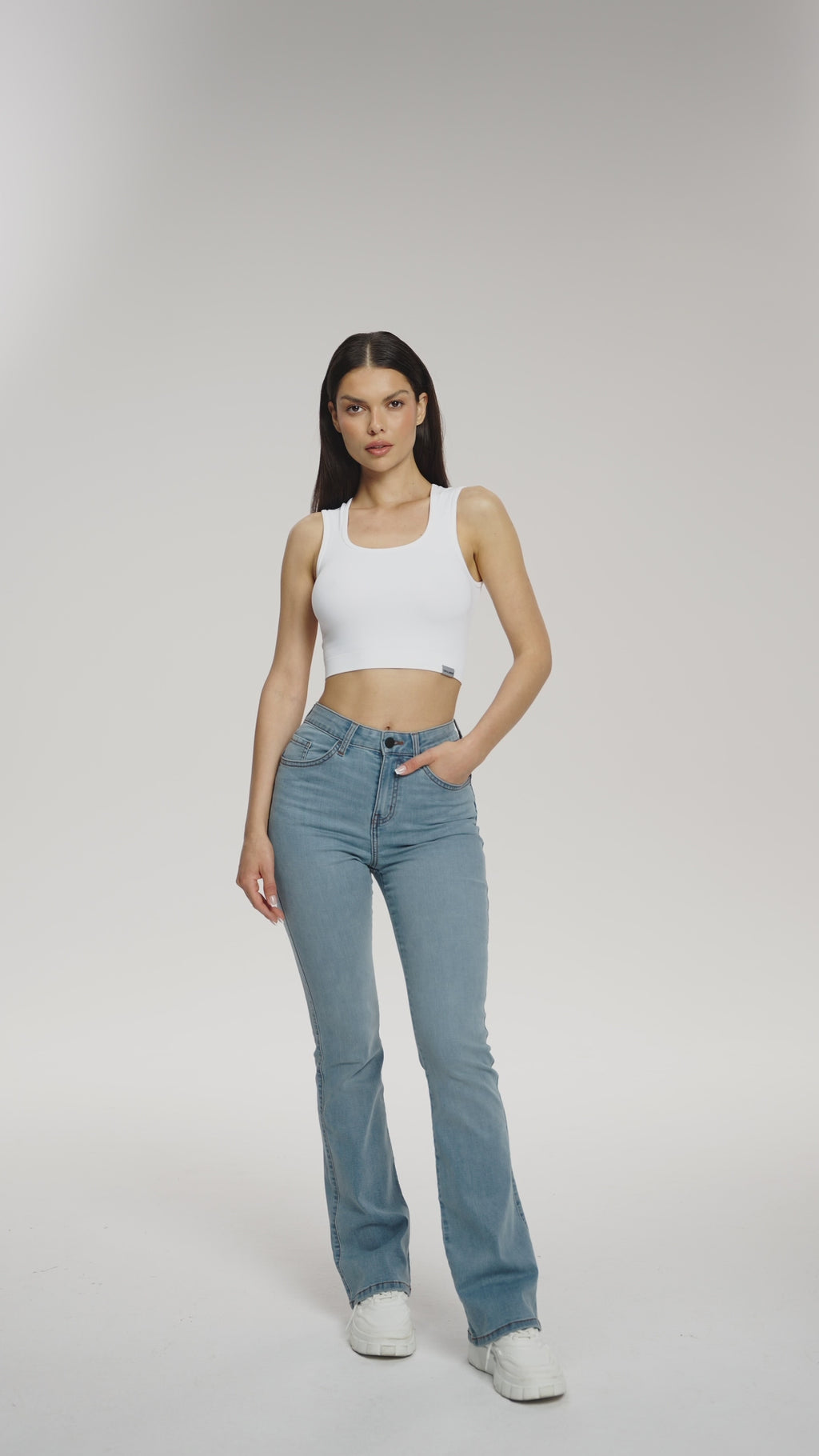 Дънки с клоширани крачоли perfect slim long light blue