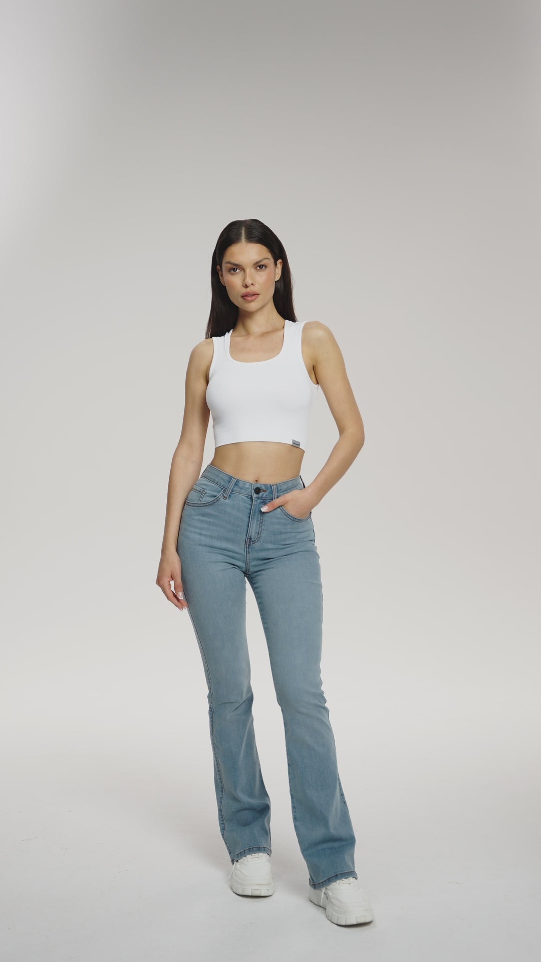 Дънки с клоширани крачоли perfect slim long light blue