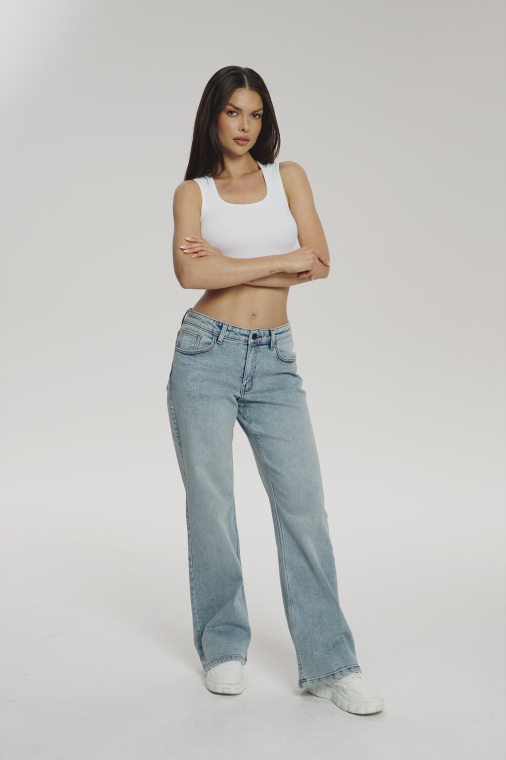 Hüftjeans Wide long light blue