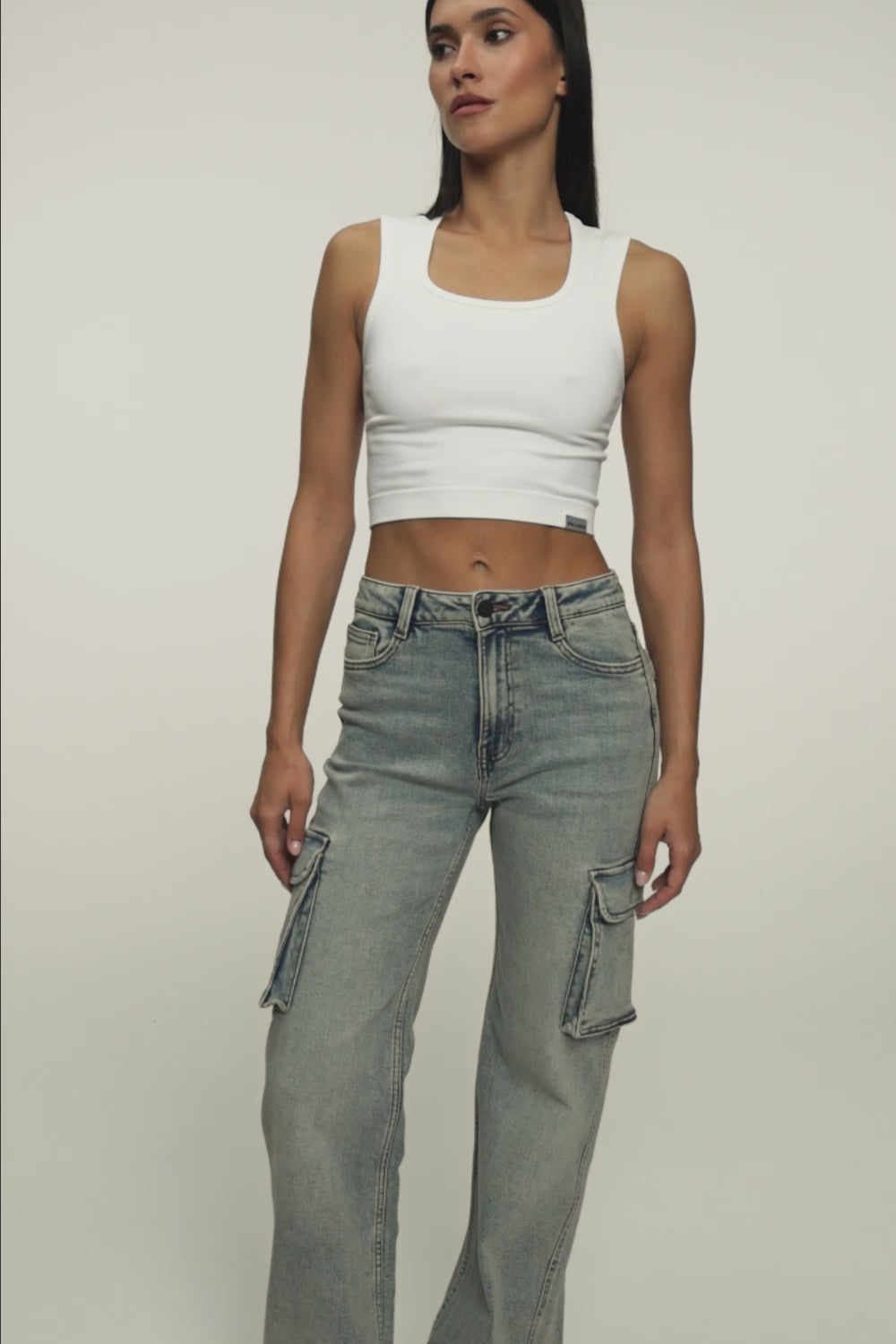 Jeansy cargo blue