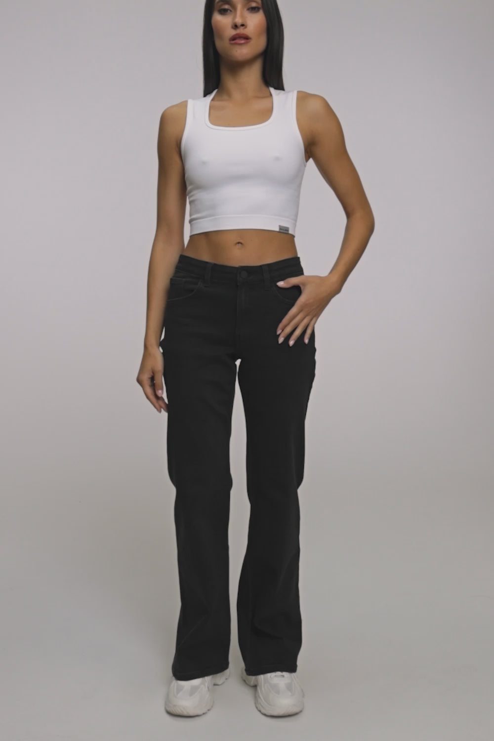 Jeansy wide z niskim stanem black